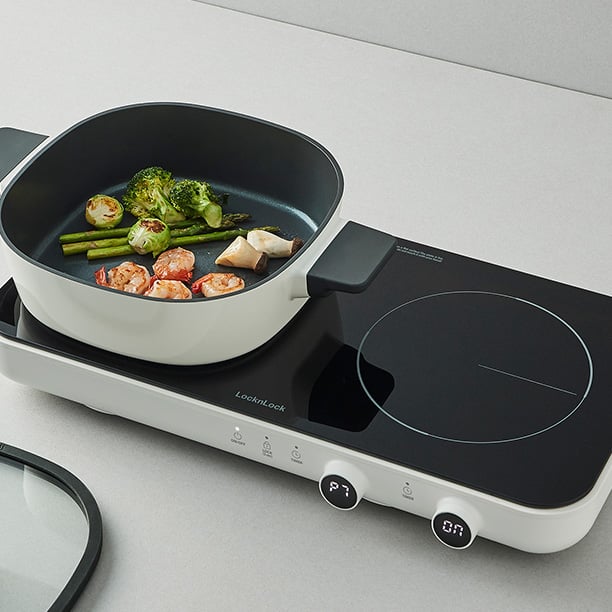 Bếp Điện Từ Đôi Locknlock Square Double Induction, 220240V, 50/60Hz, 1500W+1300W Màu Trắng - EJI326WHT, , large image number 5
